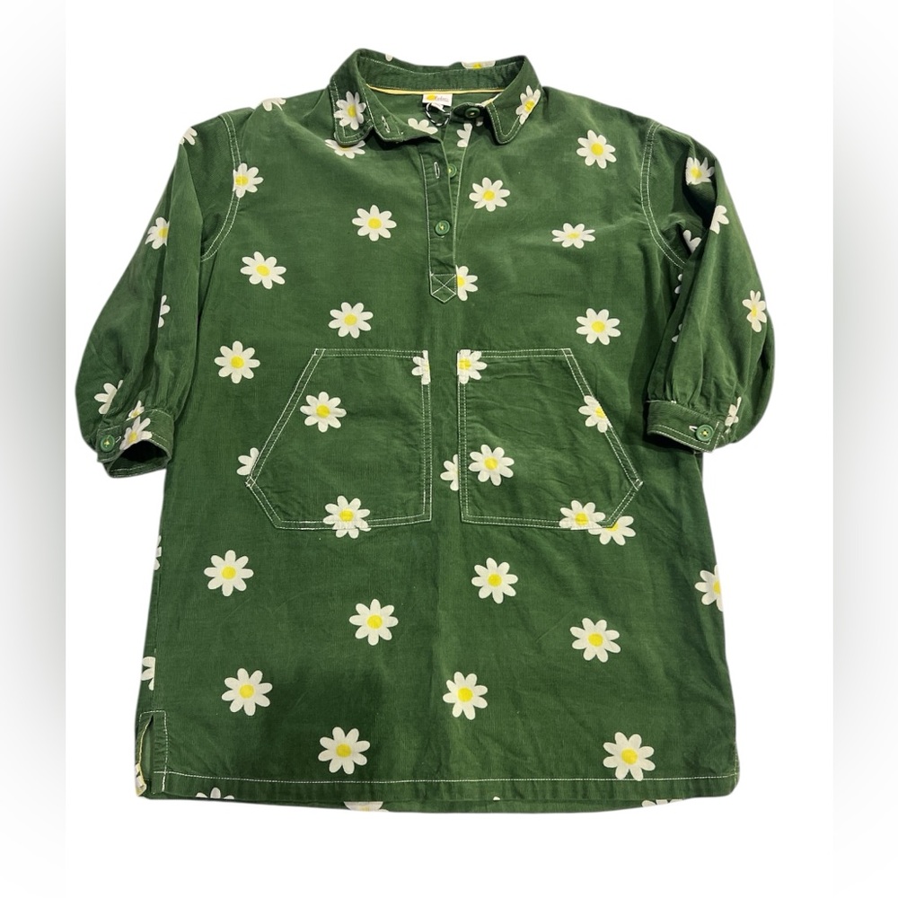 Boden Daisy Dress 9/10Y spring, floral oversized corduroy - Picture 2 of 11